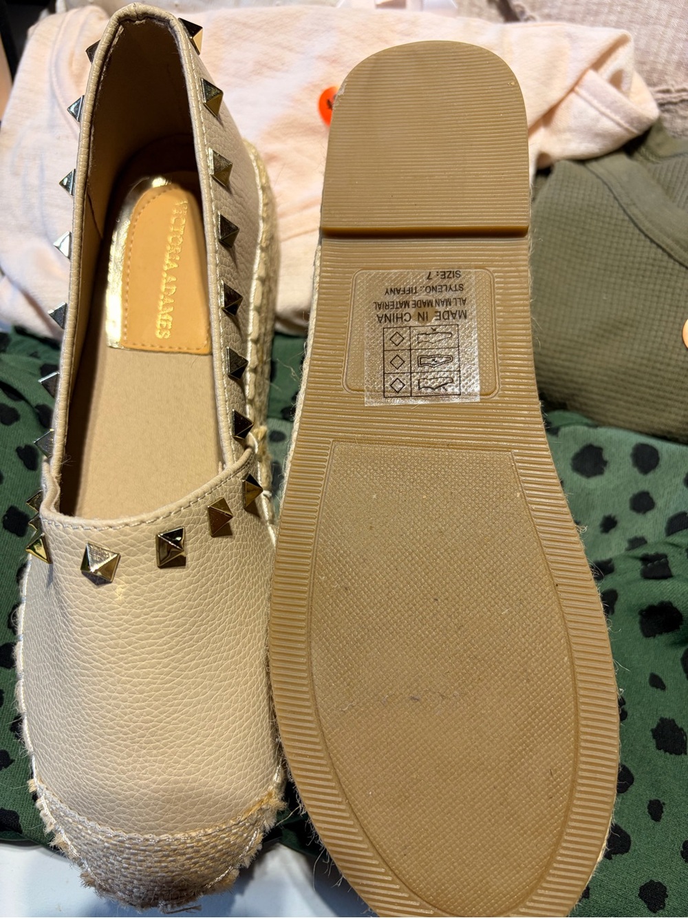Studded Cream Espadrille Flats —